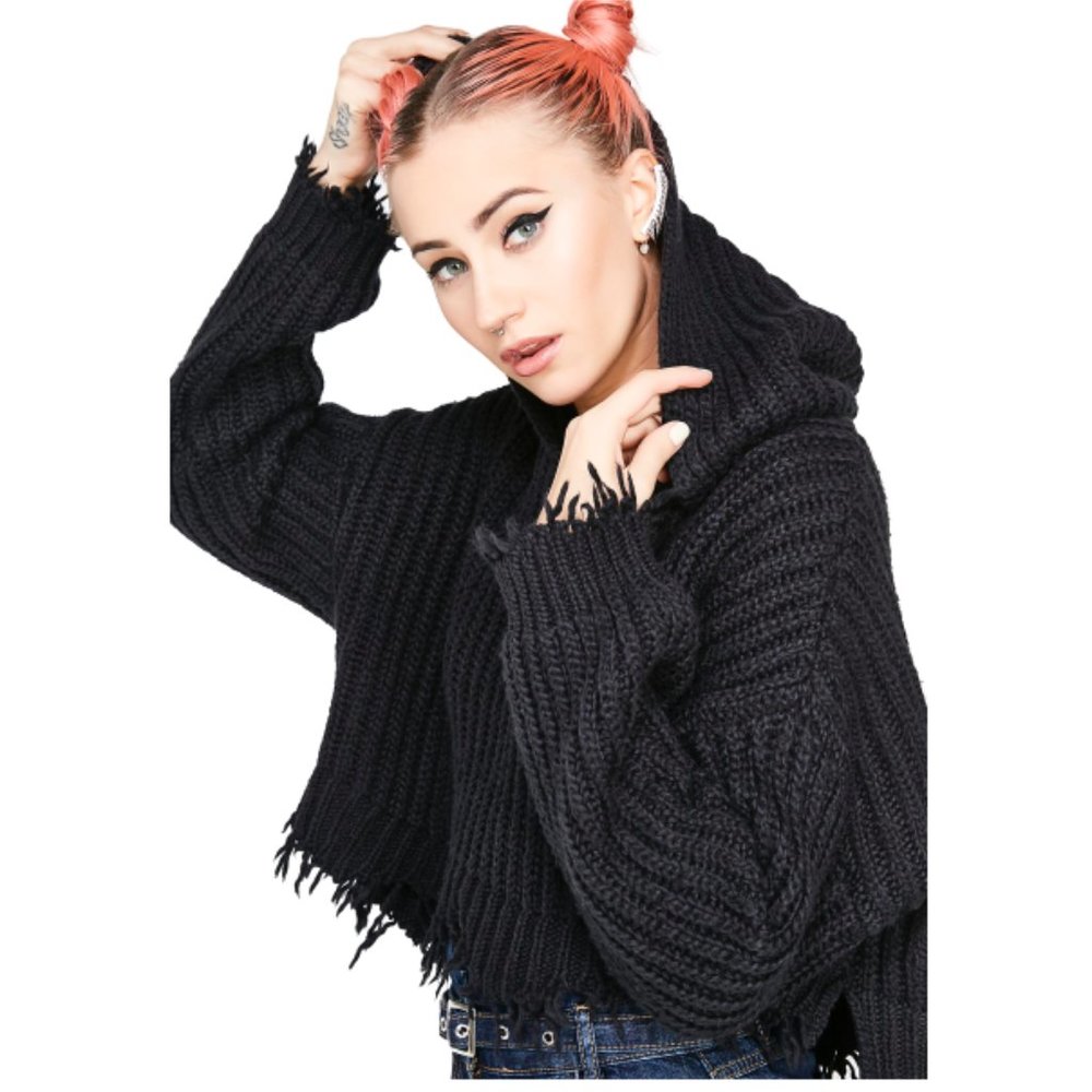 Wildfox Marley Crop Hoodie/Sweater - Black - XS